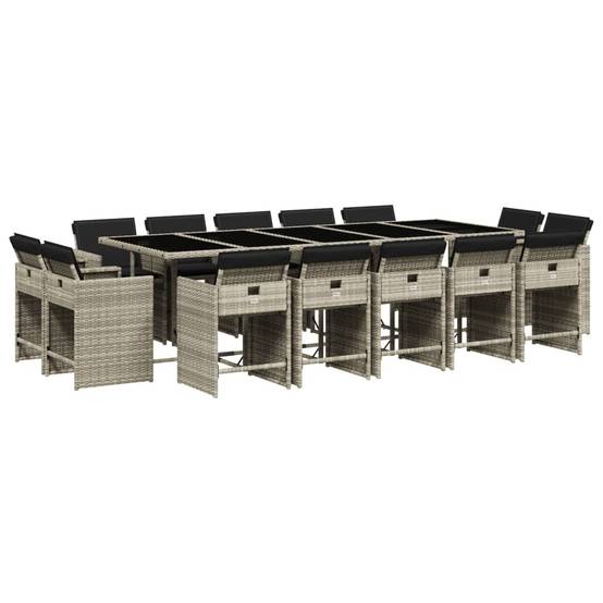 ComfortXL - Table et Chaises de Jardin 14 Convives en Poly Rotin Gris, Ensemble Encastrable Gain de Place, Coussins Anthracite – ComfortXL Outdoor Living - Image 2