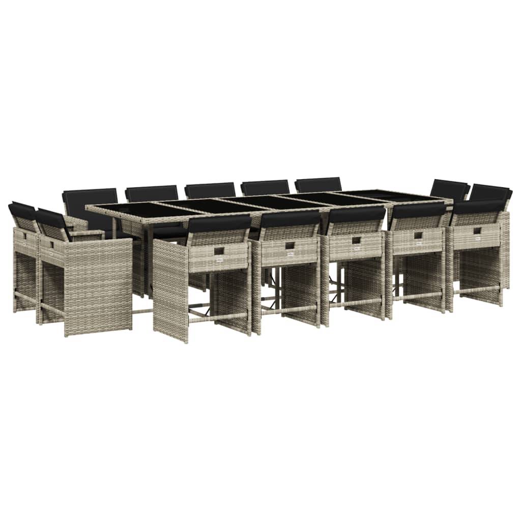 ComfortXL - Table et Chaises de Jardin 14 Convives en Poly Rotin Gris, Ensemble Encastrable Gain de Place, Coussins Anthracite – ComfortXL Outdoor Living - Image 2