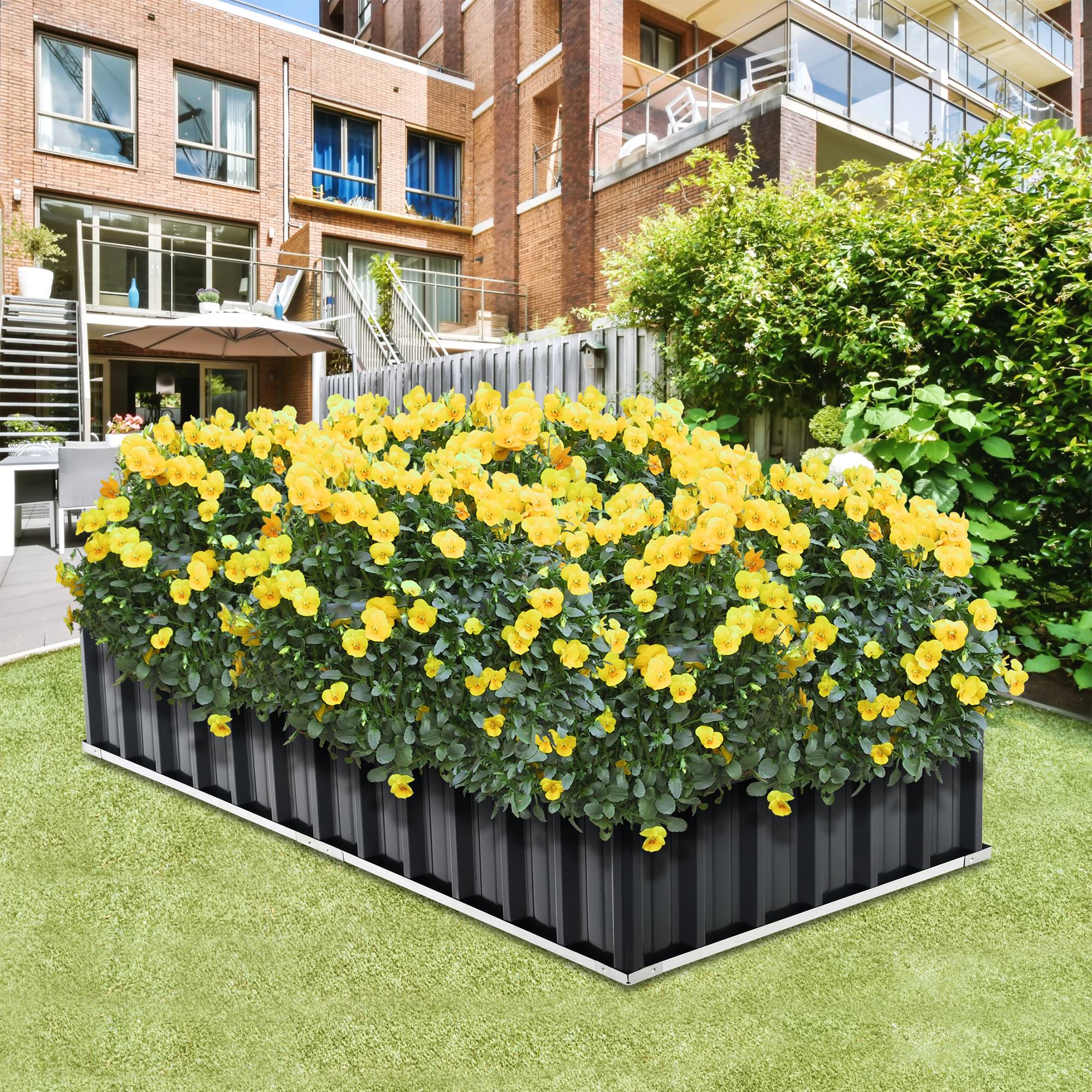 Jardinière Zevenaar rectangulaire acier galvanisé 174 x 90 x 30 cm anthracite [en.casa] - Image 2