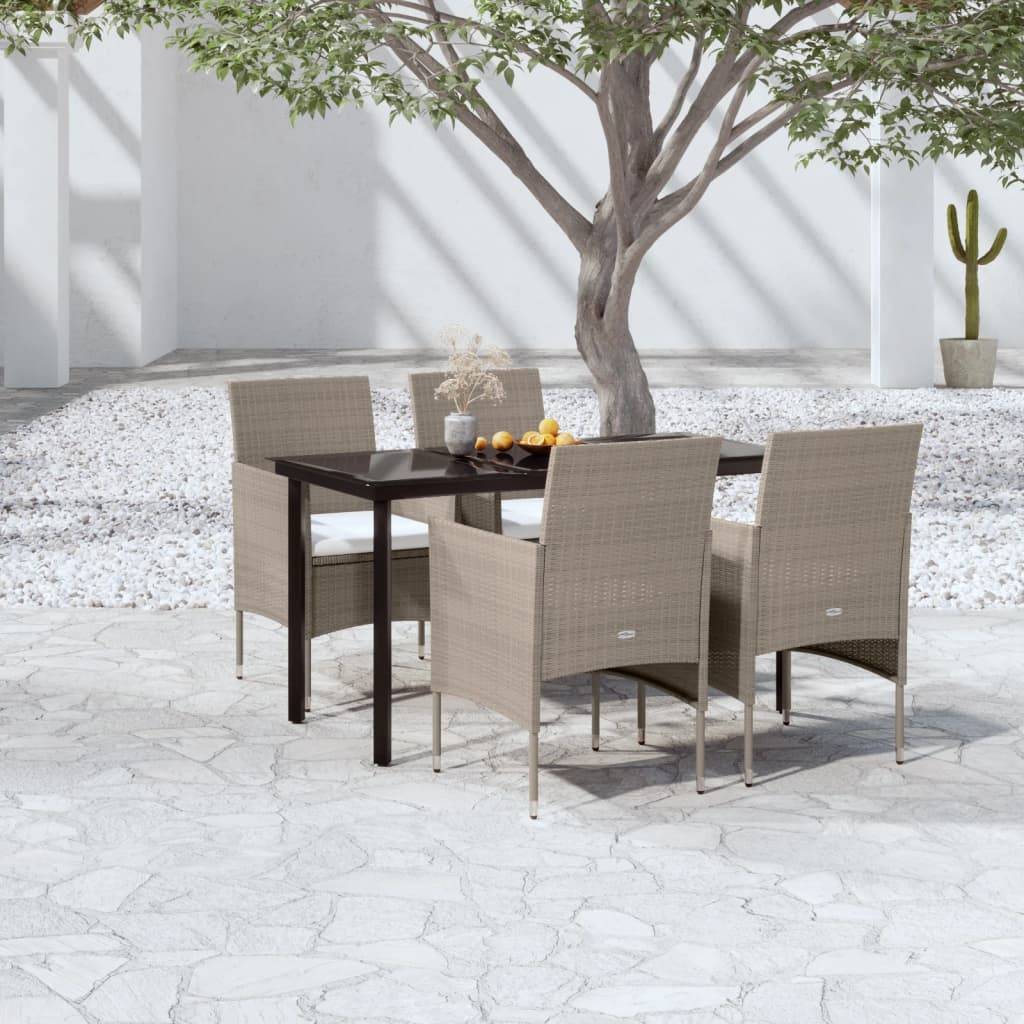 ComfortXL - Table et Chaises de Jardin 4 Pers Résine Tressée Acier Extérieur Beige 5 pcs – ComfortXL Outdoor Living - Image 1