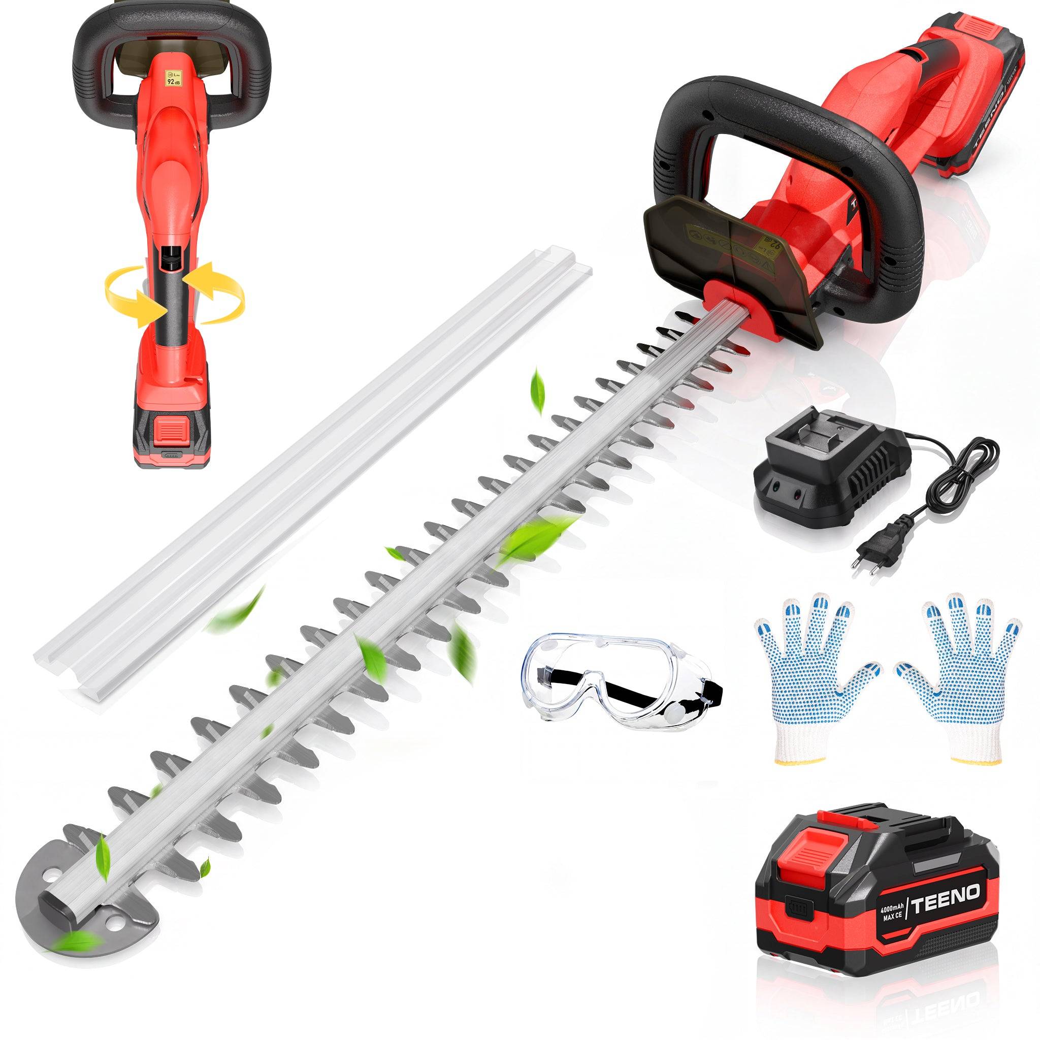 Teeno - Taille‑haies 20 V, batterie 4000 mAh, lame 52 cm, poignée rotative 180° - Image 1