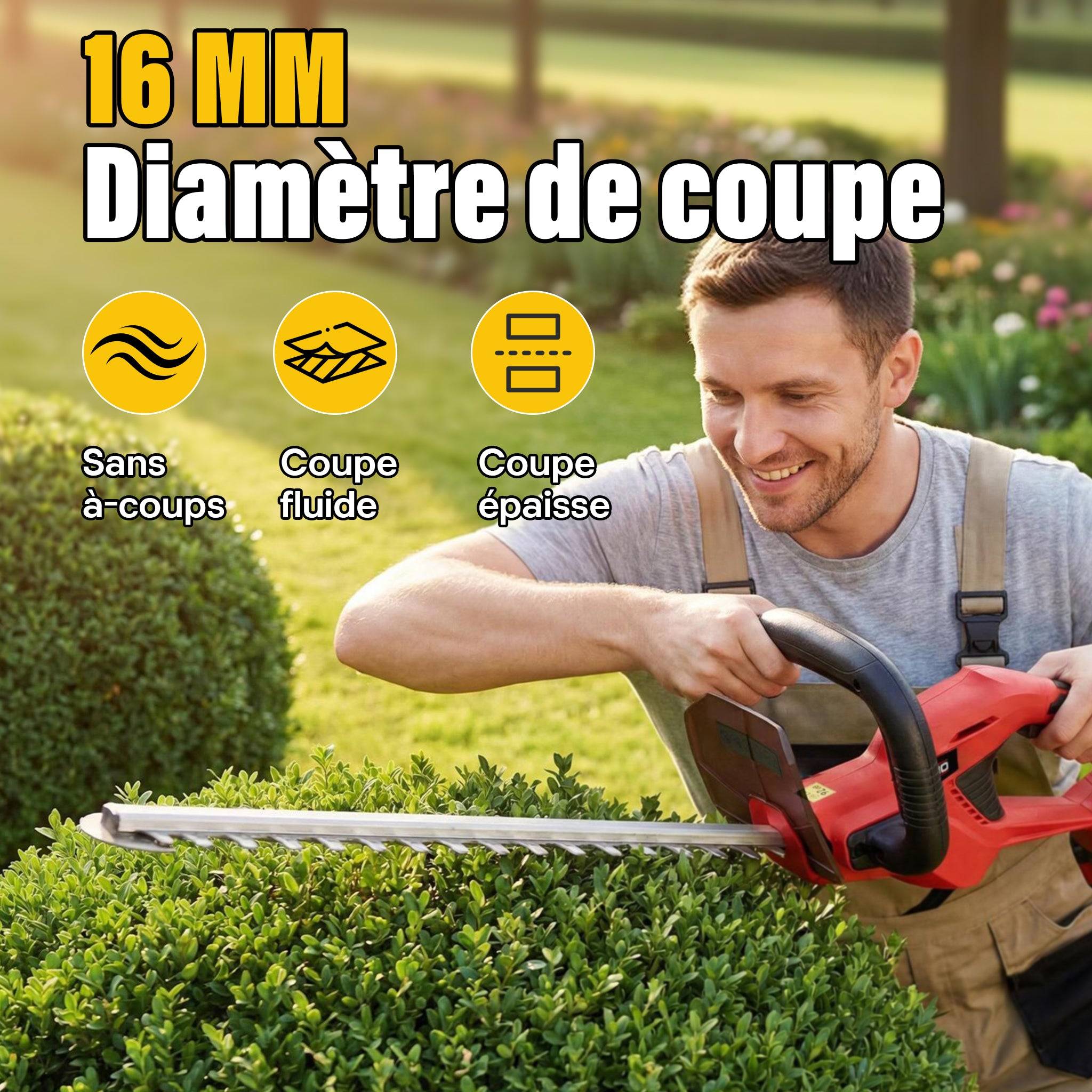 Teeno - Taille‑haies 20 V, batterie 4000 mAh, lame 52 cm, poignée rotative 180° - Image 5