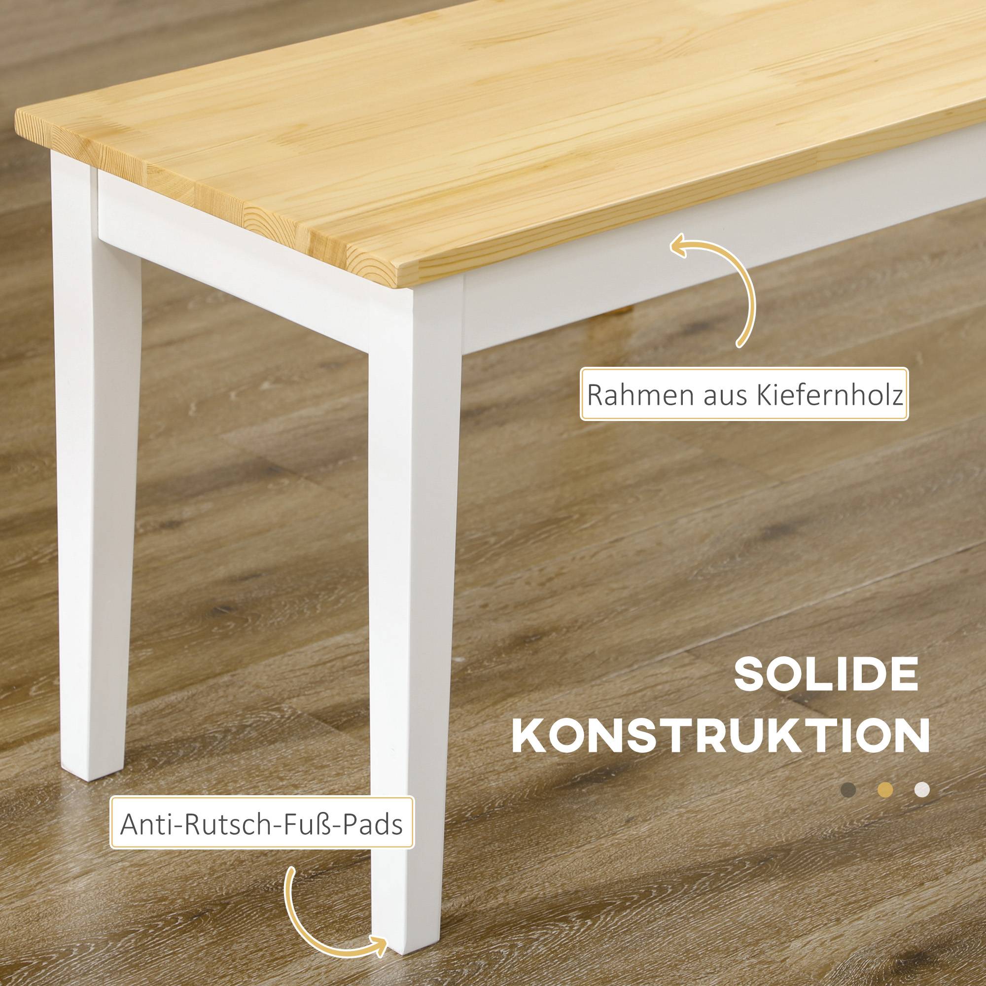 PANGIVO - Banc bois de pin blanc 102 x 36 x 45 cm - PANGIVO - Image 5