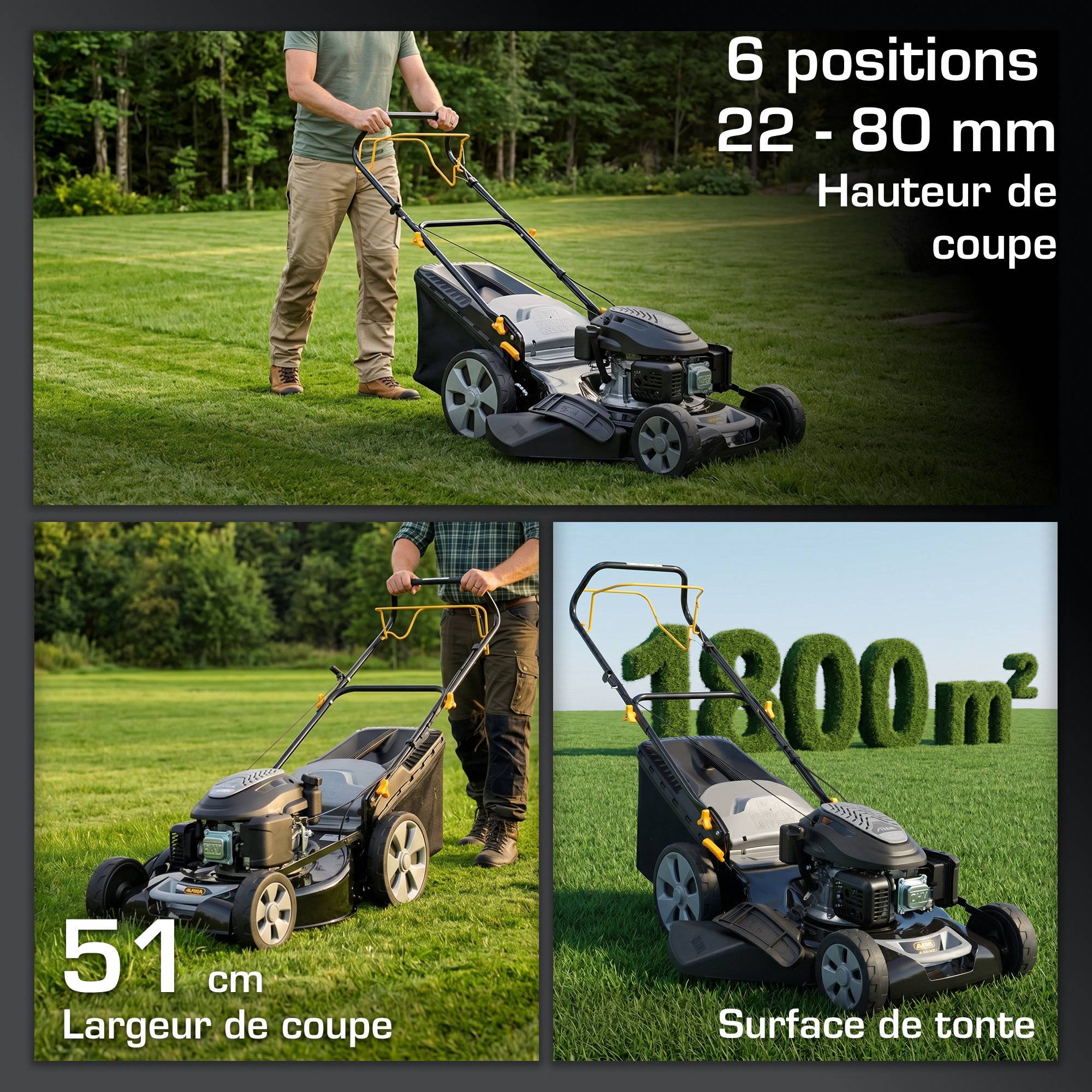 Alpina - Tondeuse AL5 51 SAQ, 166cc, largeur 51cm, bac 60L, 4 en 1 - ALPINA - Image 4