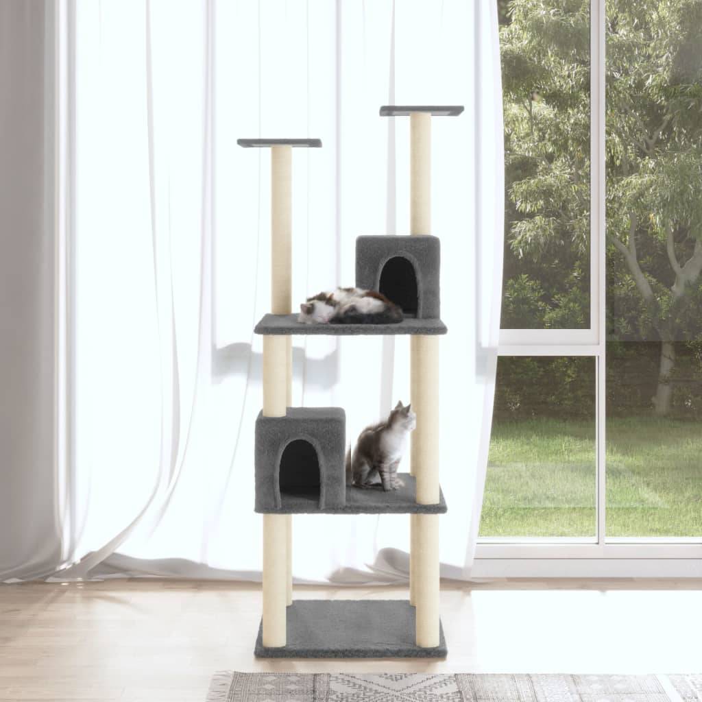 Vidaxl - Arbre à chat avec griffoirs en sisal Gris foncé 141 cm vidaXL 171526 - Image 1