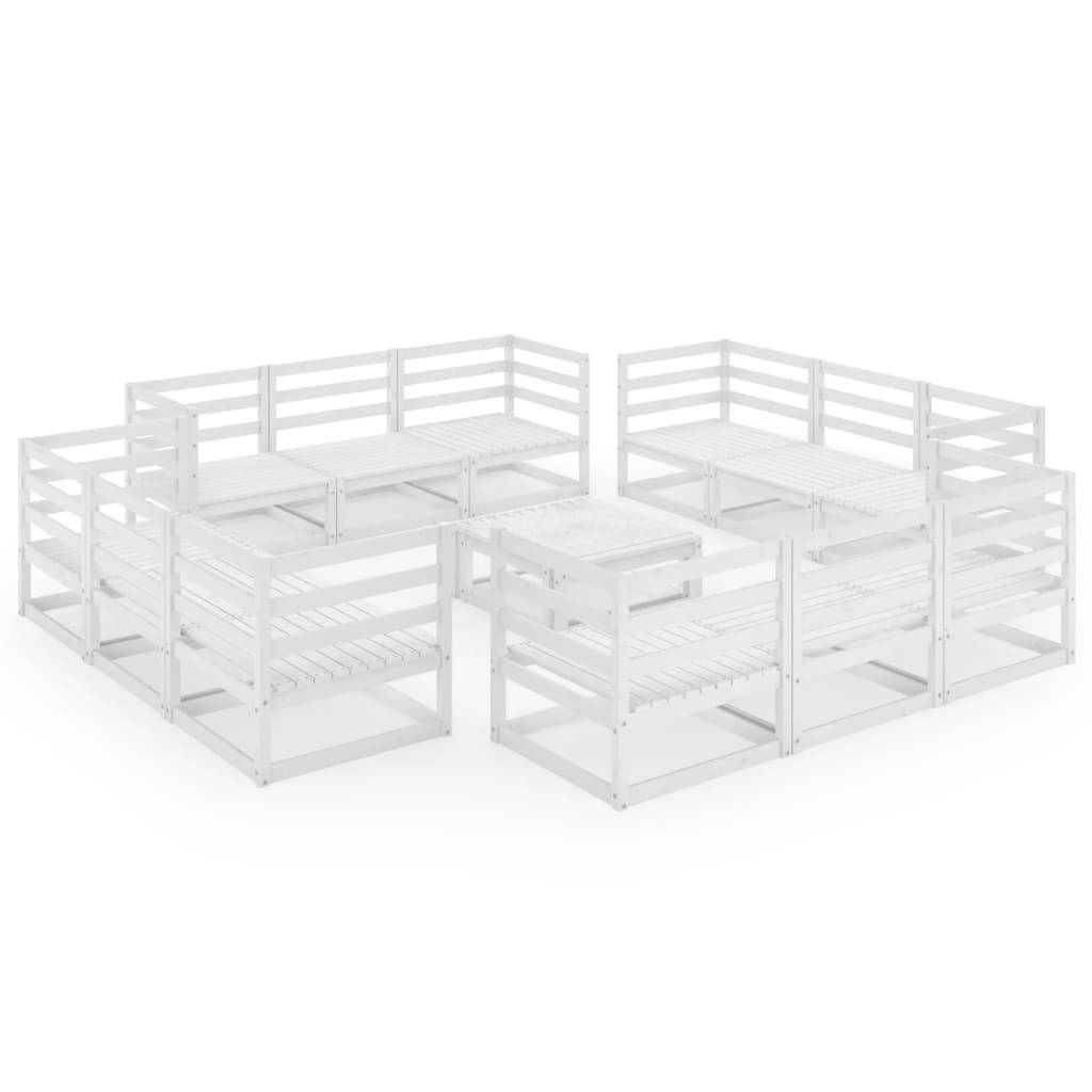 Helloshop26 - Salon de jardin meuble d'extérieur ensemble de mobilier 13 pièces blanc bois de pin massif - Image 1