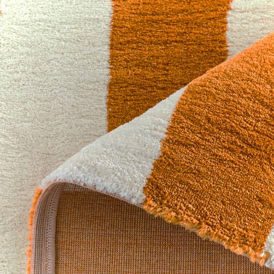 Tapis intérieur rayures ocre et blanc 200x280cm - Pablo | sweeek - Image 3
