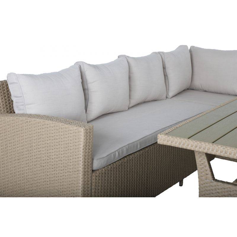 Salon de jardin BELLWOOD en résine tressée 5 places coussins beige Beau Rivage - Image 4