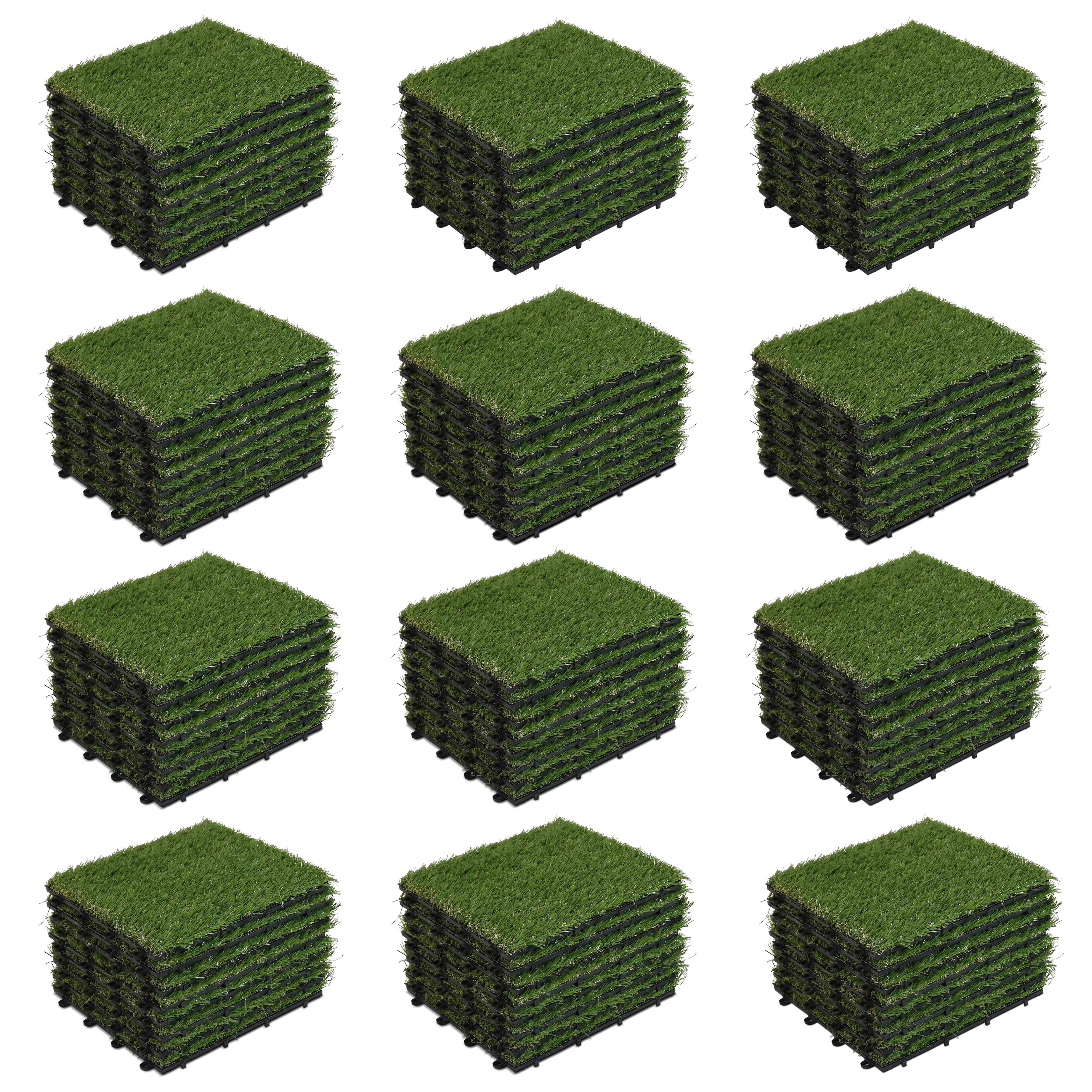 Oviala - Lot de 96 dalles clipsables gazon artificiel vert Arena - Oviala - Image 1