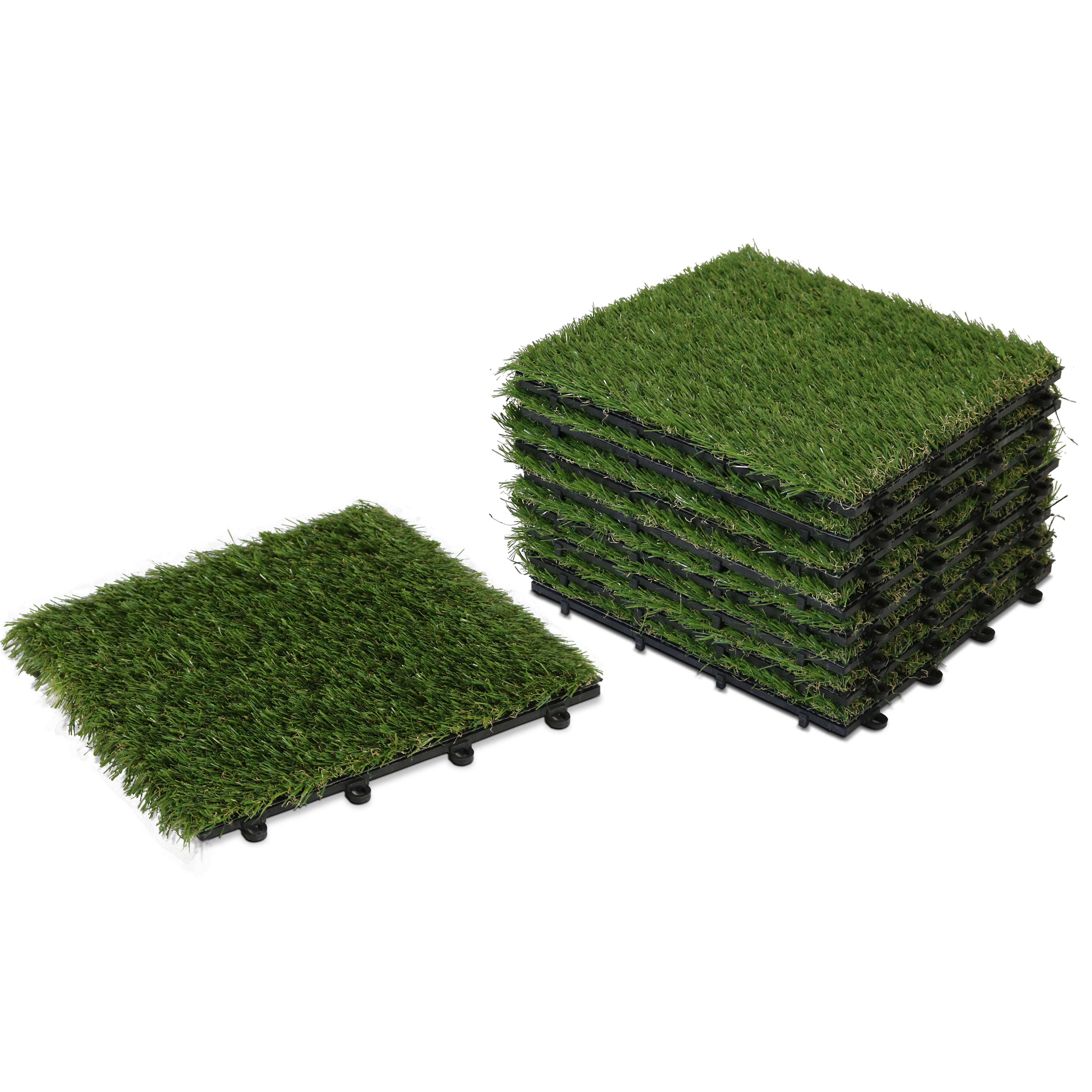 Oviala - Lot de 96 dalles clipsables gazon artificiel vert Arena - Oviala - Image 2