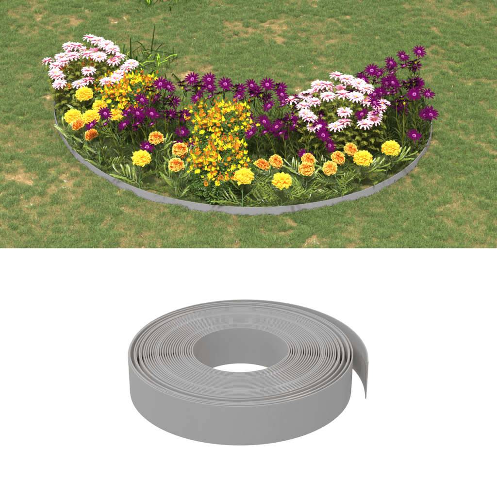 Bordure de jardin polyéthylène aménagement extérieur 10mx10cm gris - ComfortXL Outdoor Living - Image 1