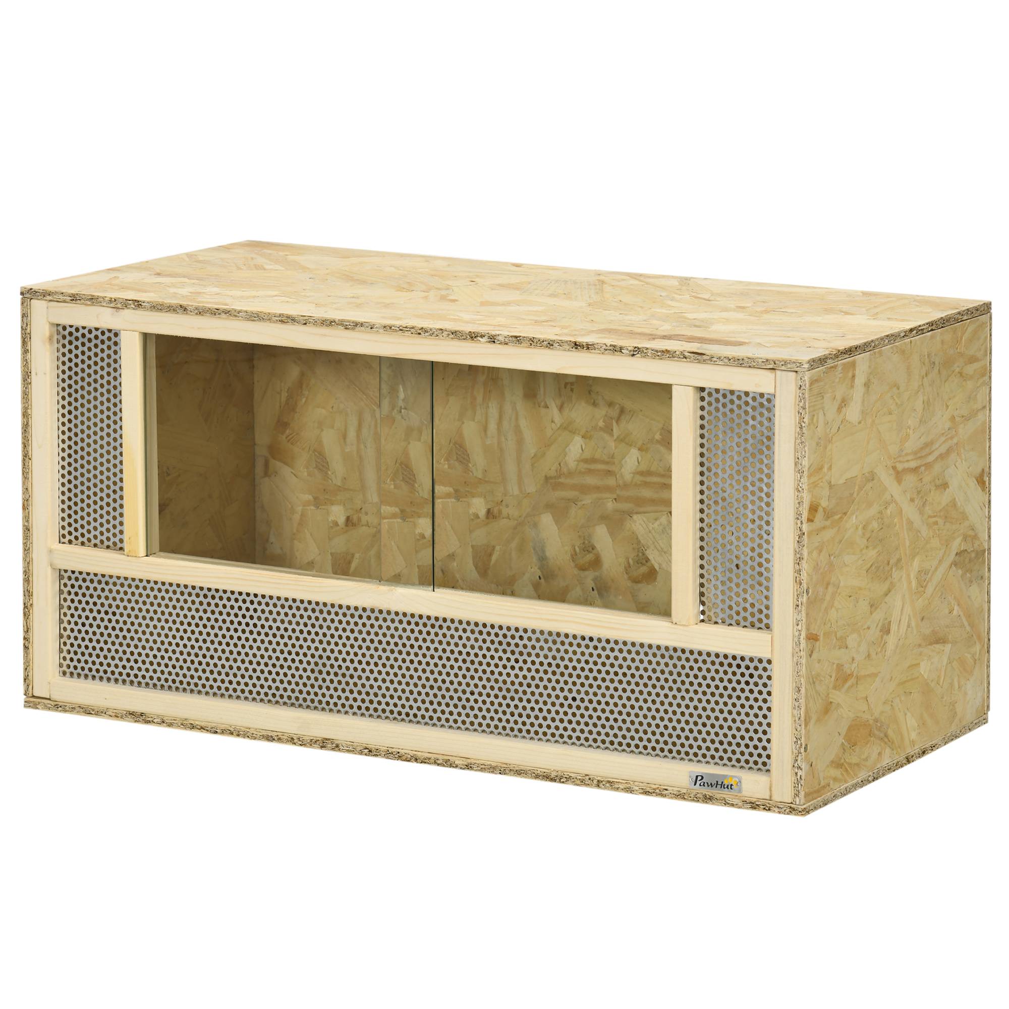 Terrarium Reptiles Bois OSB Maison Portes Verre Coulissantes 80x40cm - ComfortXL Outdoor Living - Image 2
