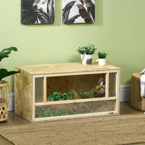 Terrarium Reptiles Bois OSB Maison Portes Verre Coulissantes 80x40cm - ComfortXL Outdoor Living - Image 3