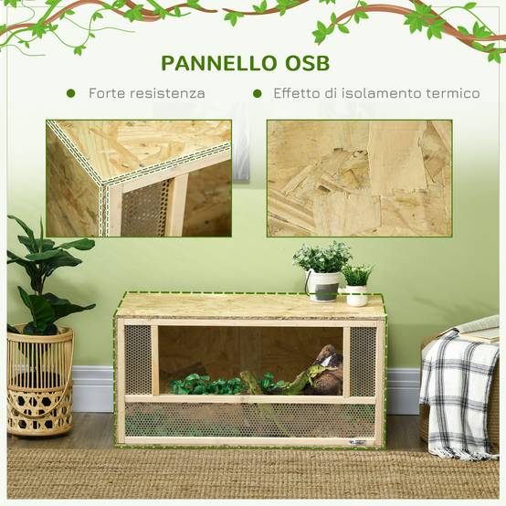 Terrarium Reptiles Bois OSB Maison Portes Verre Coulissantes 80x40cm - ComfortXL Outdoor Living - Image 7