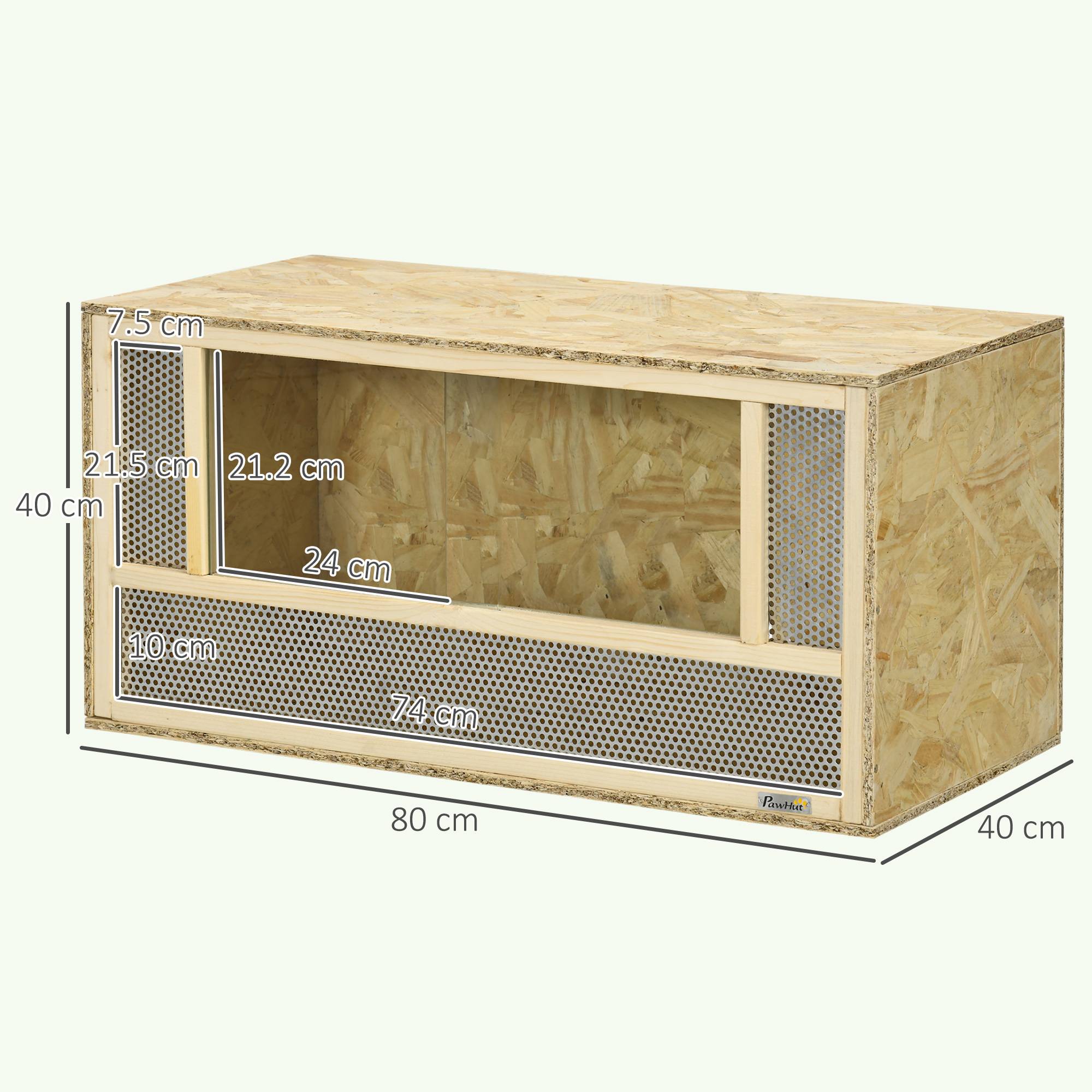 Terrarium Reptiles Bois OSB Maison Portes Verre Coulissantes 80x40cm - ComfortXL Outdoor Living - Image 5