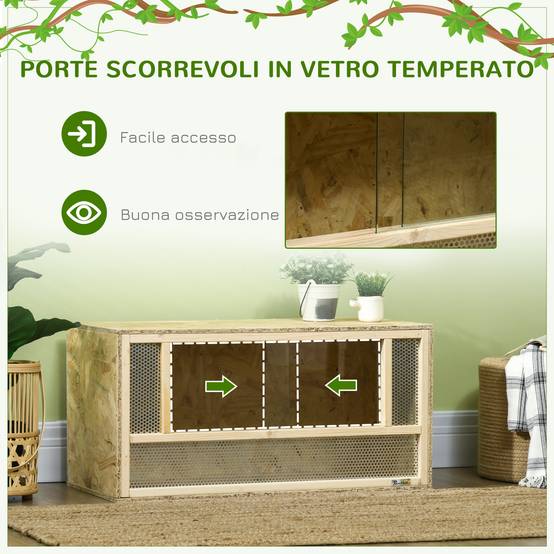 Terrarium Reptiles Bois OSB Maison Portes Verre Coulissantes 80x40cm - ComfortXL Outdoor Living - Image 8