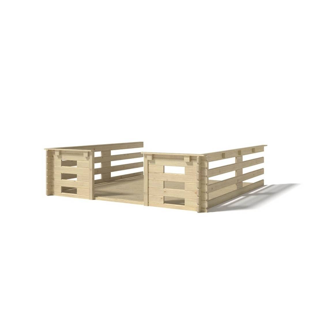 Altanka - Terrasse en bois avec balustrade pour abri en bois - 9m2 - 3m x 3m - couleur: naturel - DOM395 - ALTANKA - Image 1