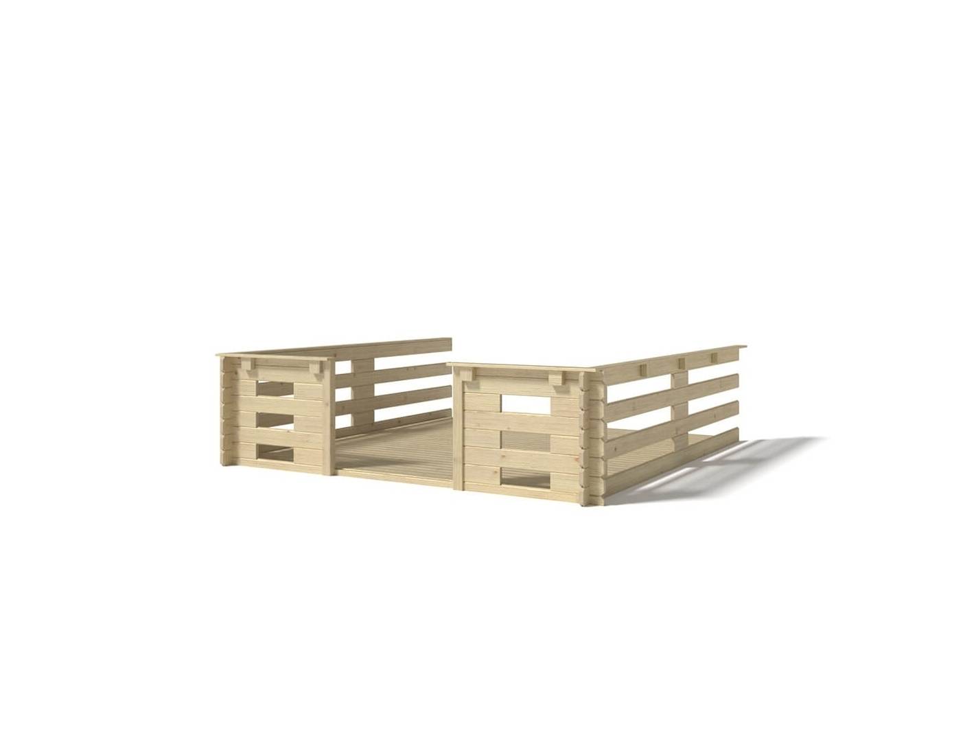Altanka - Terrasse en bois avec balustrade pour abri en bois - 9m2 - 3m x 3m - couleur: naturel - DOM395 - ALTANKA - Image 1