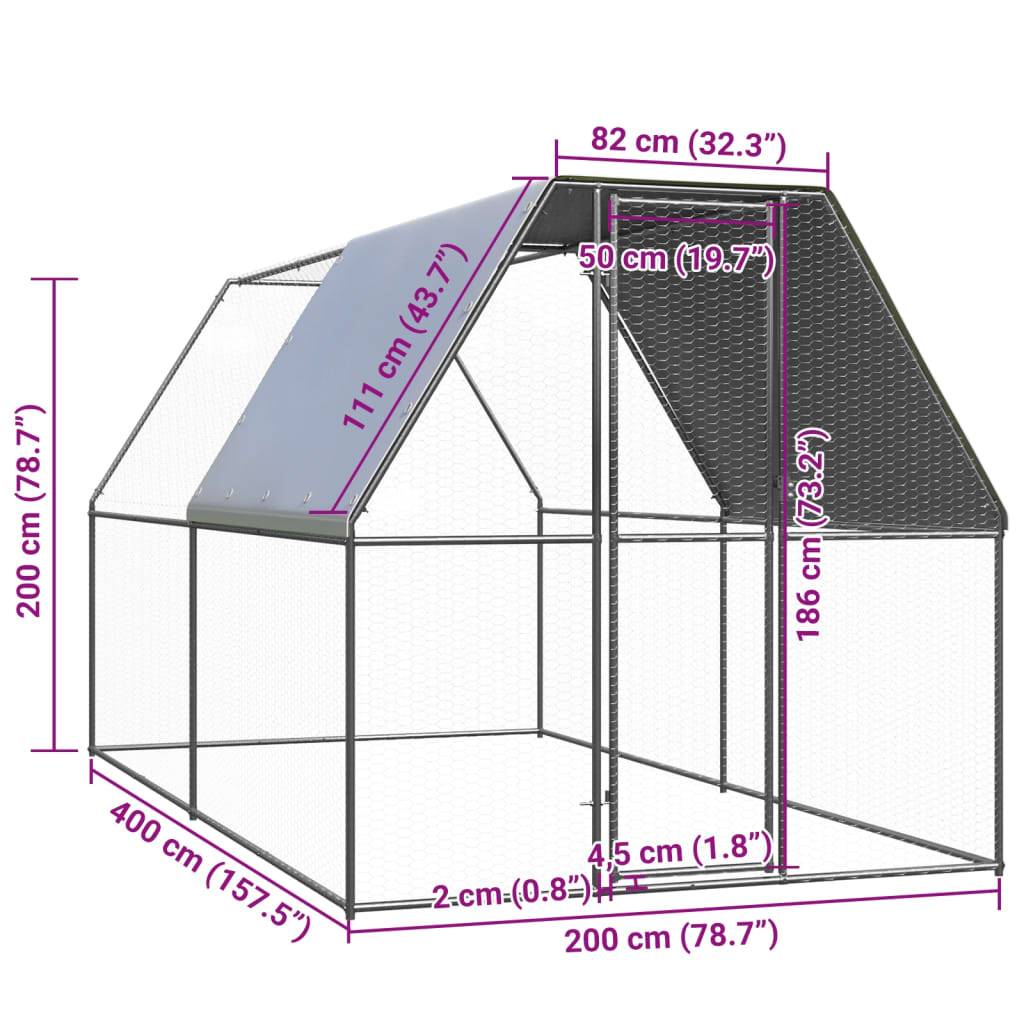 Vidaxl - Poulailler d'extérieur 2x4x2 m Acier galvanisé vidaXL 3089319 - Image 3