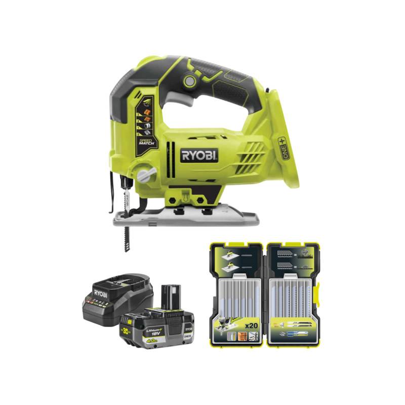 Ryobi - Pack scie sauteuse pendulaire RYOBI 18 V One+ R18JS - Batterie 4.0Ah et chargeur - Coffret 20 lames - Image 1