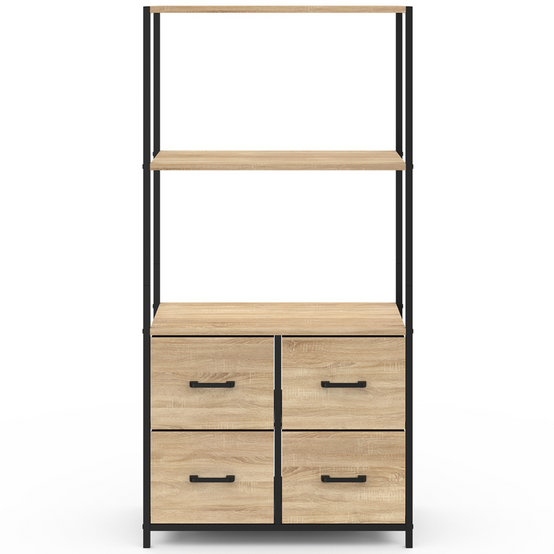 Etagère 3 niveaux avec 4 tiroirs en tissu UTAH 120 cm meuble de rangement design industriel - Image 3