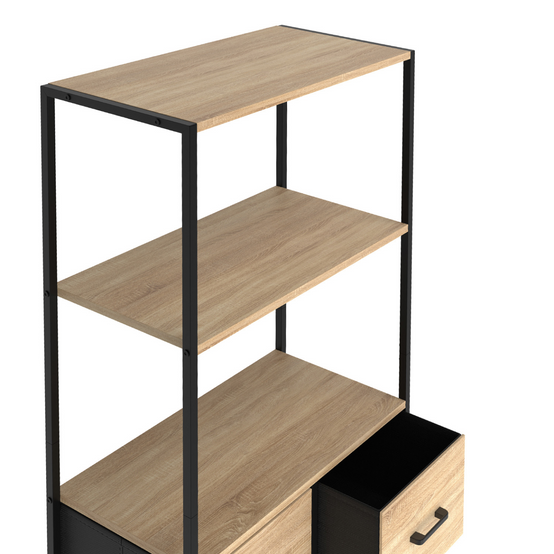 Etagère 3 niveaux avec 4 tiroirs en tissu UTAH 120 cm meuble de rangement design industriel - Image 5