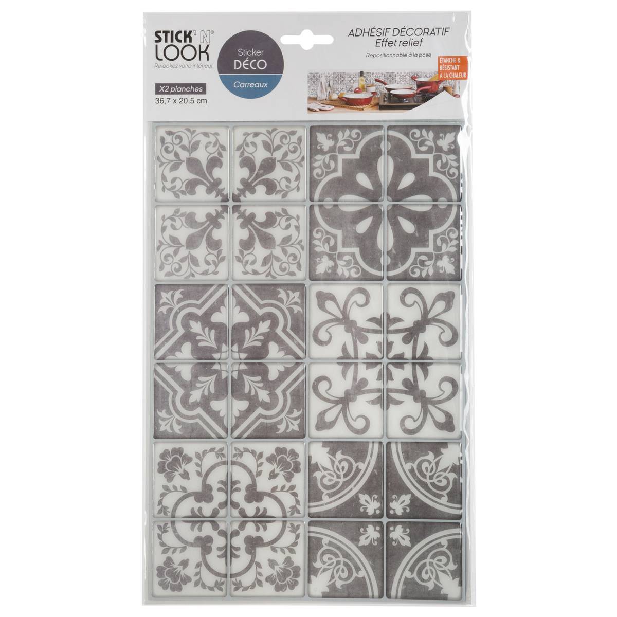 Atmosphera - Lot de 2 stickers carrelages carrelages gris - Atmosphera Créateur d'intérieur - Image 1