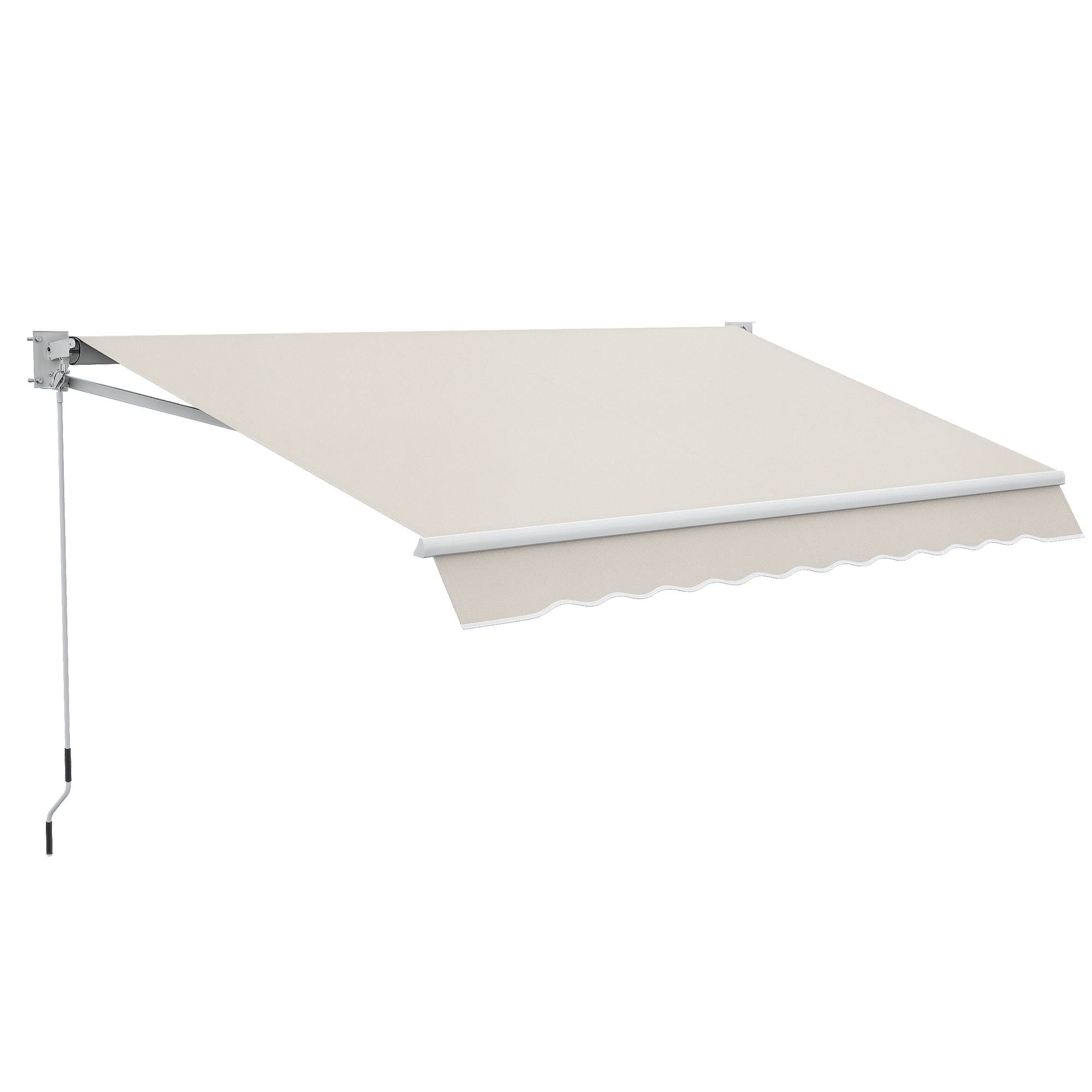 Store mural à ouverture manuelle, aluminium et polyester, protection UV50+, pour usage extérieur avec manivelle, 200 x 295 cm, blanc crème - Image 1