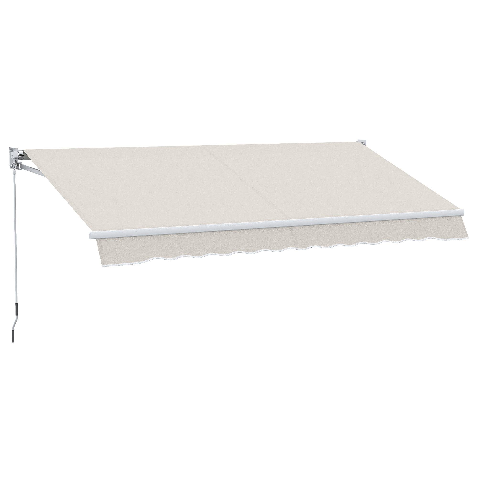Store mural à ouverture manuelle, aluminium et polyester, protection UV50+, pour usage extérieur avec manivelle, 200 x 295 cm, blanc crème - Image 2