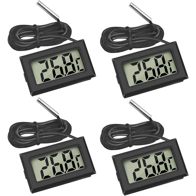 Thermomètre numérique LCD pour réfrigérateur avec sonde étanche, lot de 4, noir-Lytech - Image 1