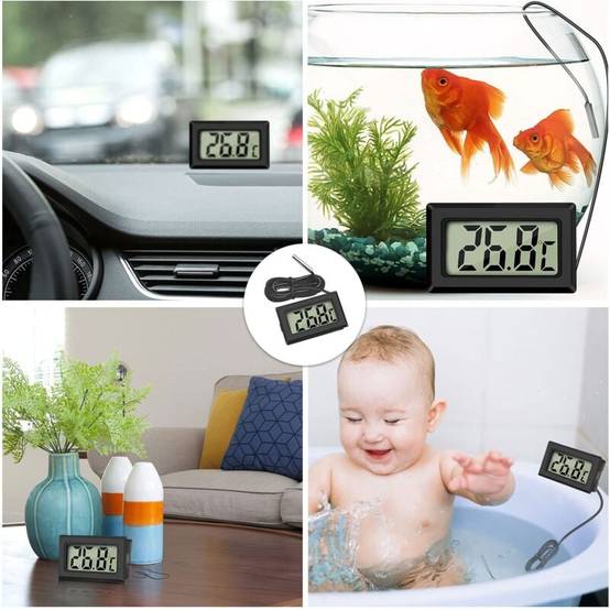 Thermomètre numérique LCD pour réfrigérateur avec sonde étanche, lot de 4, noir-Lytech - Image 5
