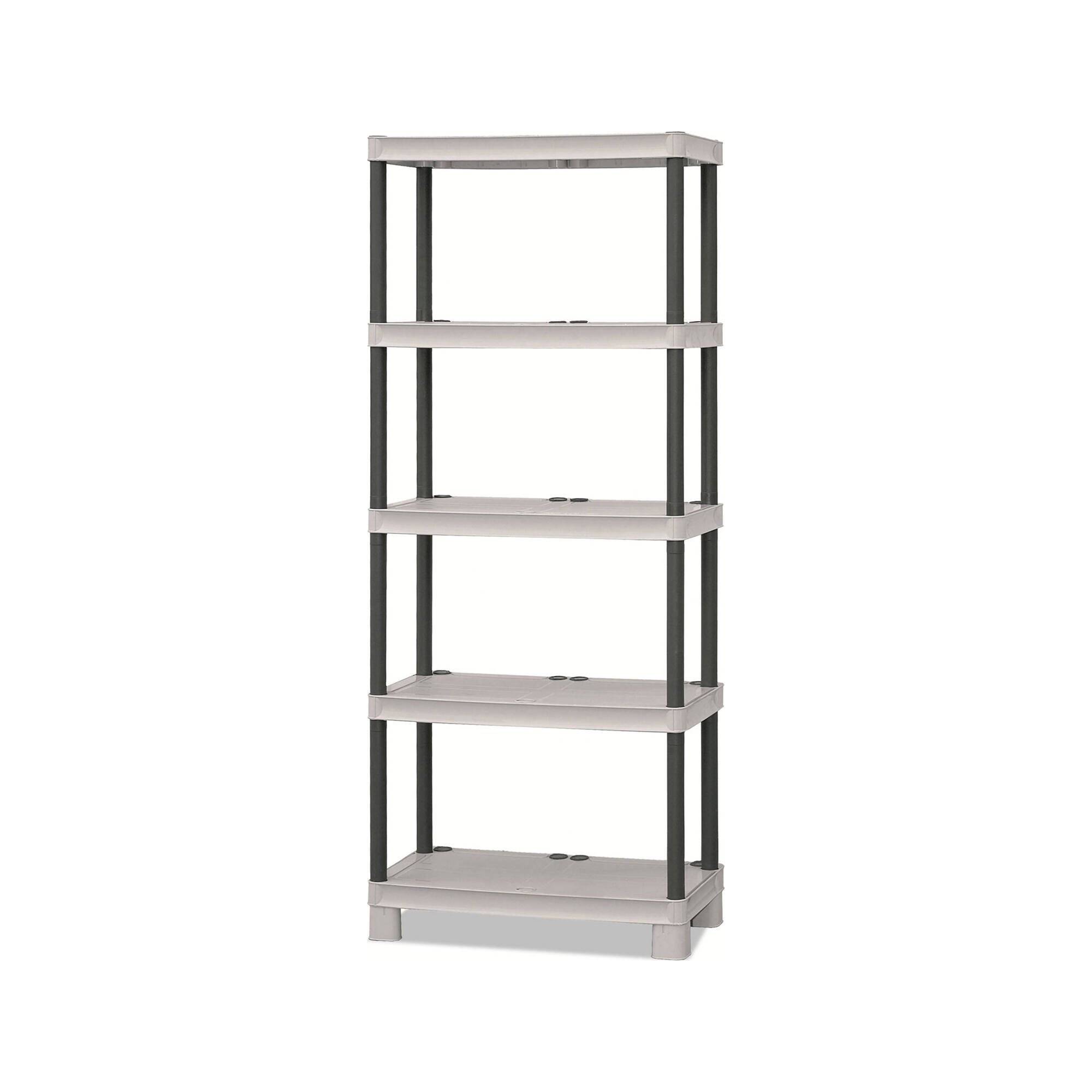 Dmora - Armoire d'extérieur Perwez, Etagère d'extérieur, Armoire de balcon polyvalente avec 3 étagères, 70x35h172 cm, Gris clair et noir - Dmora - Image 1