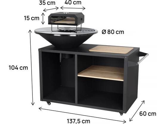 Barbecue Plancha Brasero Avec Four à Pizza "maréchal" - ø 81 Cm - Noir -habitat Et Jardin - Image 3