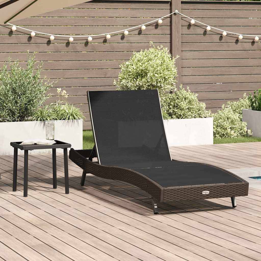 2 pcs Transat | Bain de soleil | Chaise longue Noir et Marron polyrotin - Image 2