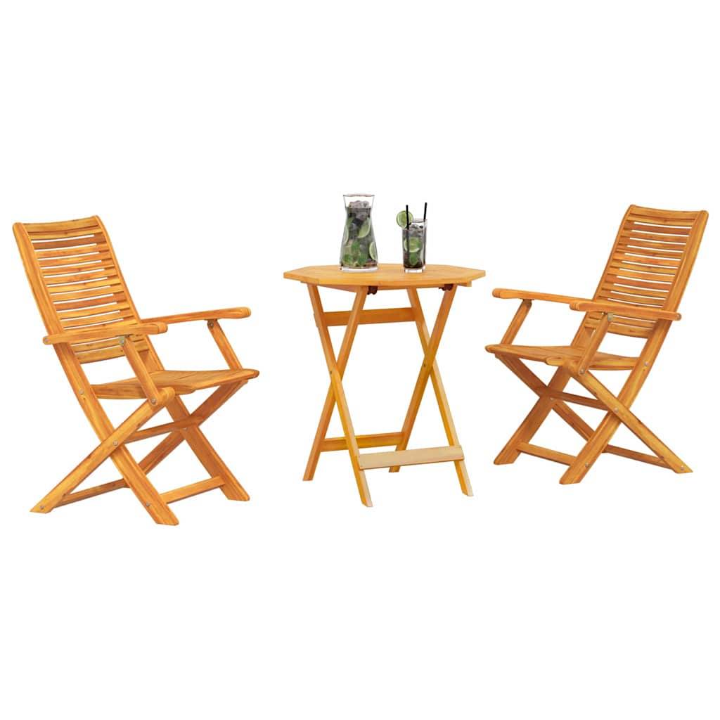 Vidaxl - Ensemble bistro pliant 3 pcs-Salons de jardin Marron Bois d'Acacia Massif 177925 - Image 3