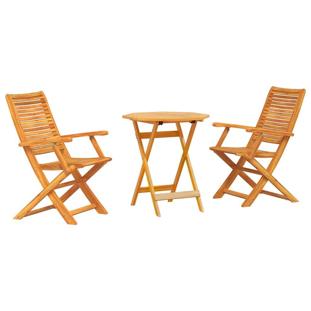 Vidaxl - Ensemble bistro pliant 3 pcs-Salons de jardin Marron Bois d'Acacia Massif 177925 - Image 2