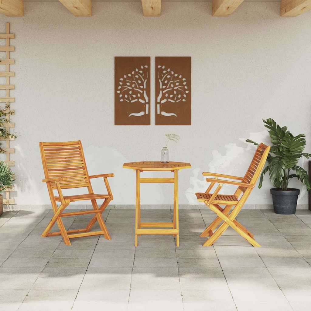 Vidaxl - Ensemble bistro pliant 3 pcs-Salons de jardin Marron Bois d'Acacia Massif 177925 - Image 4