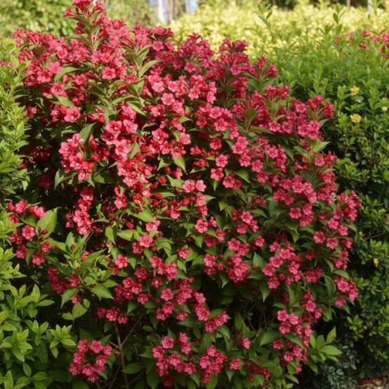 Weigela Bristol Ruby, Weigelia à fleurs Rouge - feuillage Caduc - Pot de 3L - 20/40 cm- hauteur à maturité De 1,00 m à 1,50 m - Image 3