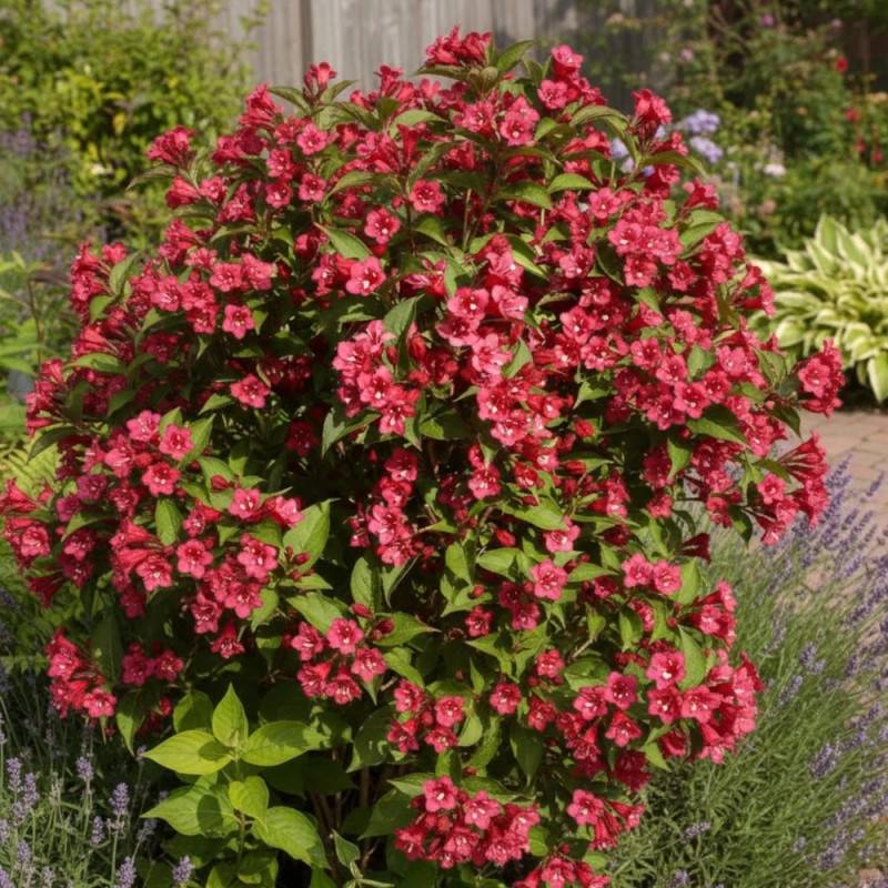 Weigela Bristol Ruby, Weigelia à fleurs Rouge - feuillage Caduc - Pot de 3L - 20/40 cm-  hauteur à maturité De 1,00 m à 1,50 m - Image 4