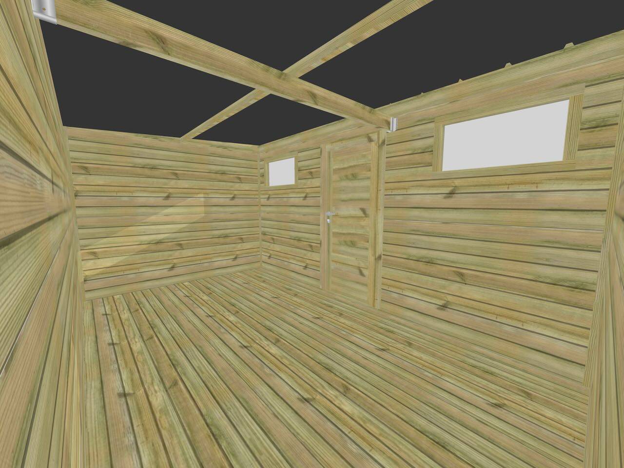 Abri Français - ABRI DE JARDIN bois autoclave 27mm - 4,34x2,64m / 11m2 - Bac acier - Plancher bois - Image 5