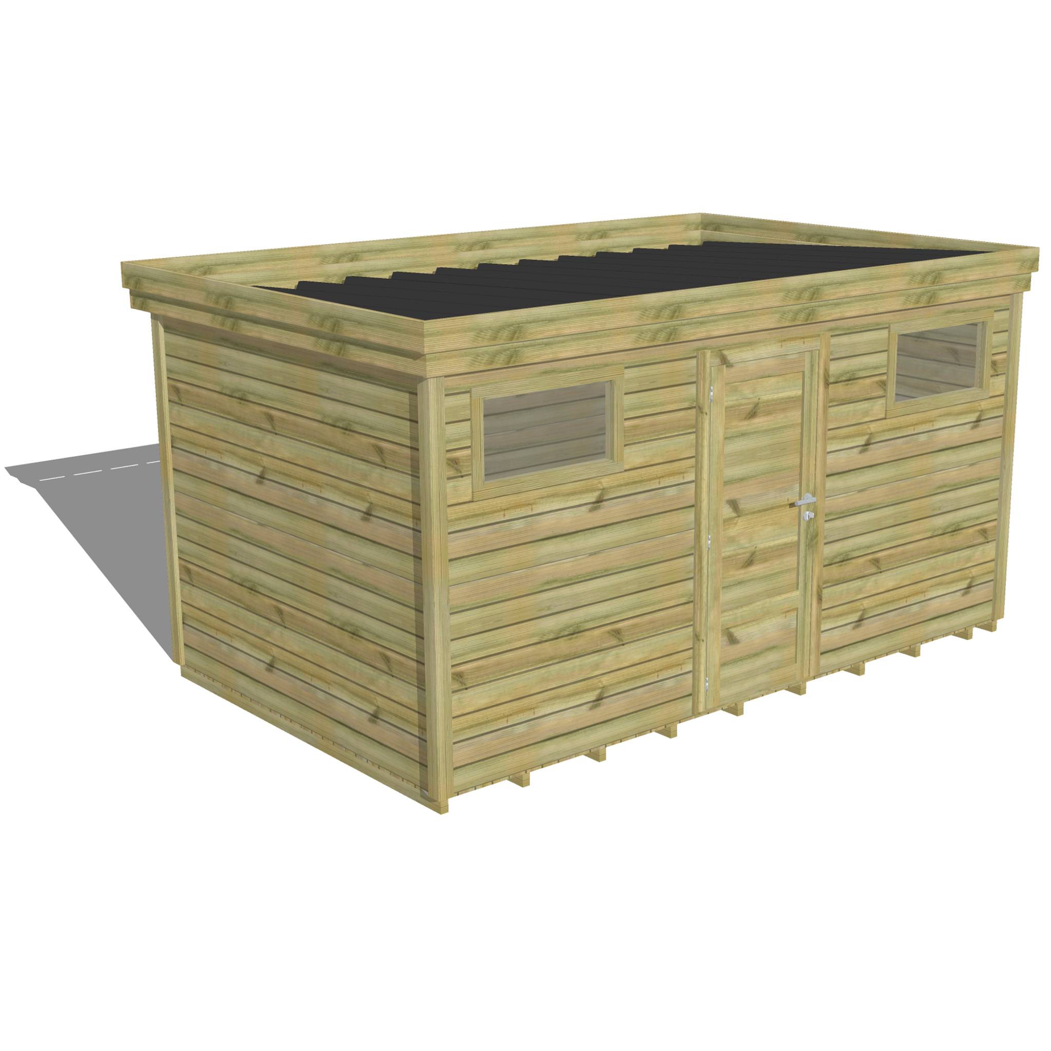 Abri Français - ABRI DE JARDIN bois autoclave 27mm - 4,34x2,64m / 11m2 - Bac acier - Plancher bois - Image 1