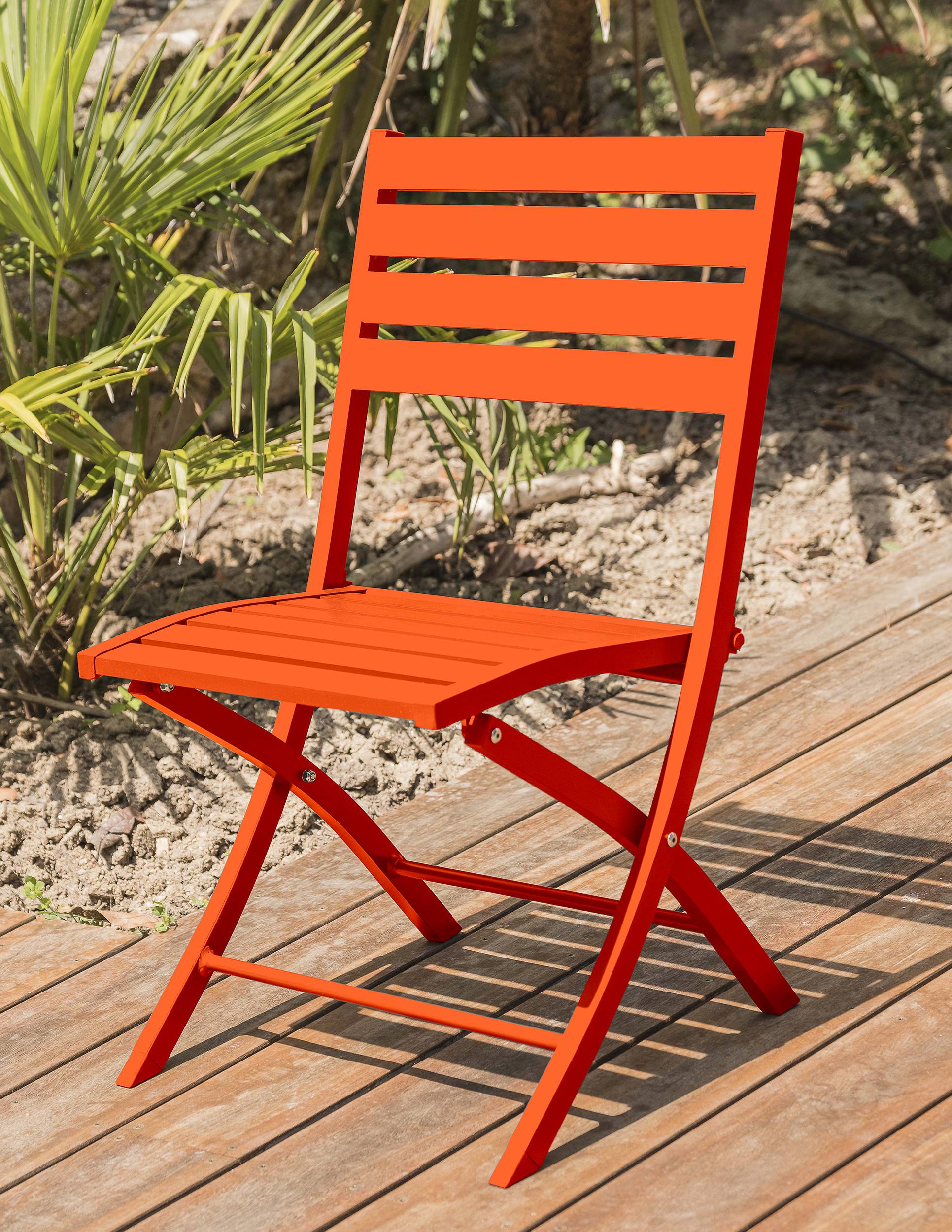 City Garden - Chaise de jardin pliante en aluminium - Orange - MARIUS - Image 3