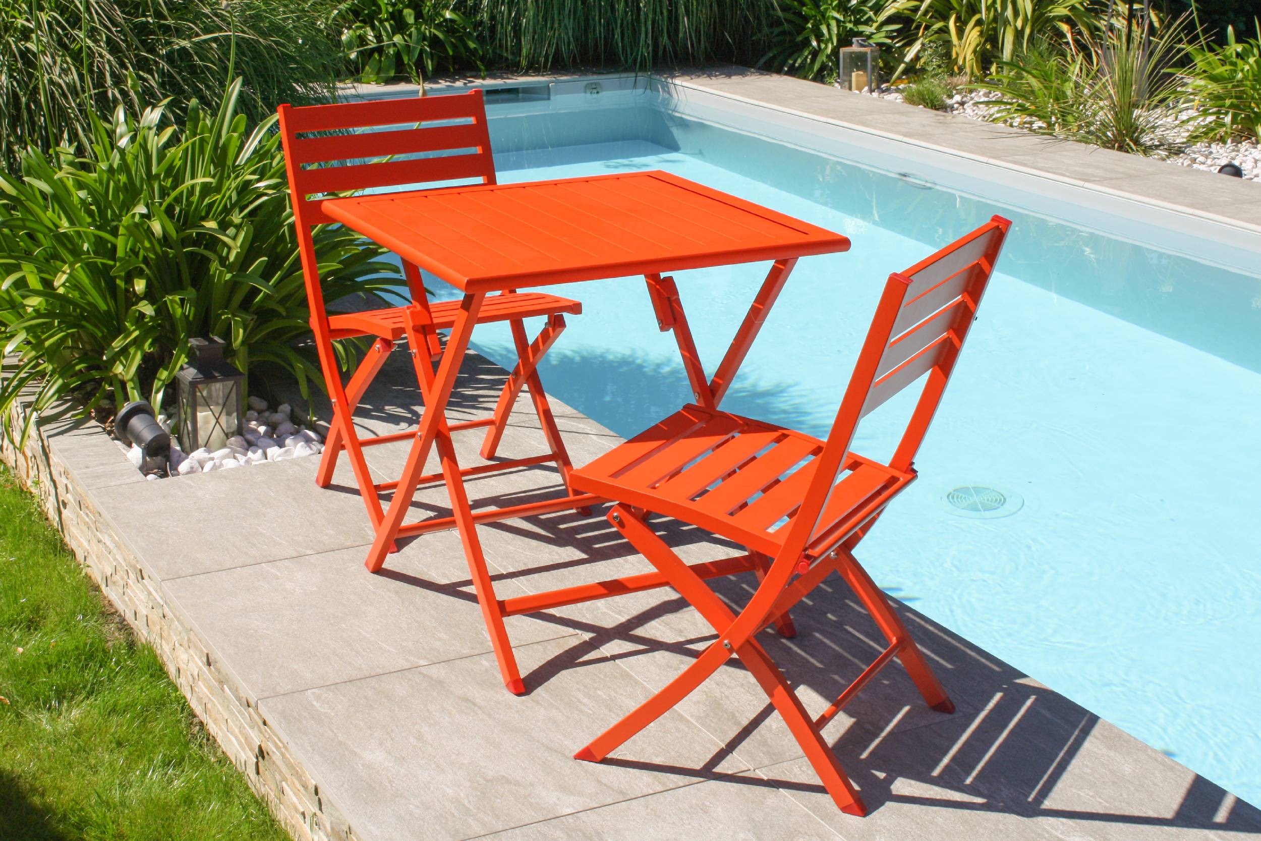 City Garden - Chaise de jardin pliante en aluminium - Orange - MARIUS - Image 6