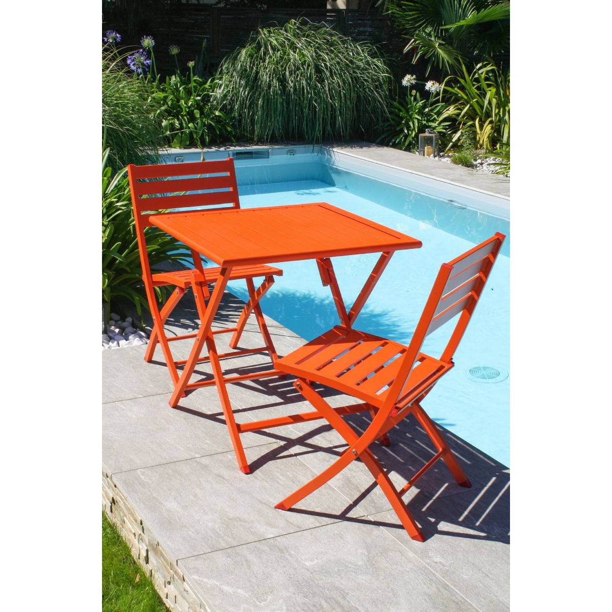 City Garden - Chaise de jardin pliante en aluminium - Orange - MARIUS - Image 7