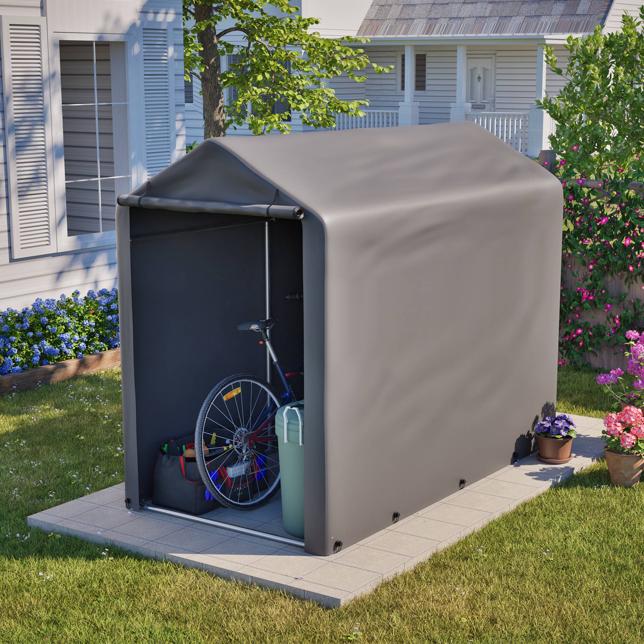 ComfortXL - Abri Vélo Extérieur Acier et PE pour Outils Imperméable 187x100x160 cm Gris Foncé - ComfortXL Outdoor Living