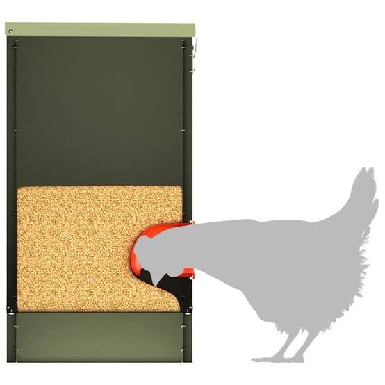 Distributeur Grain Poule Métal Extérieur 25kg Olive - ComfortXL Outdoor Living - Image 8