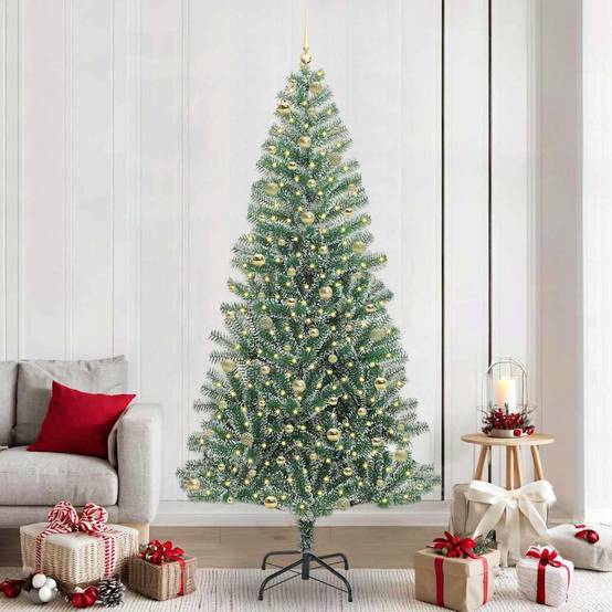 ComfortXL - Grand Sapin de Noël Artificiel Enneigé 240 cm, Kit Complet avec 120 Boules et Guirlande LED USB – ComfortXL Outdoor Living - Image 1
