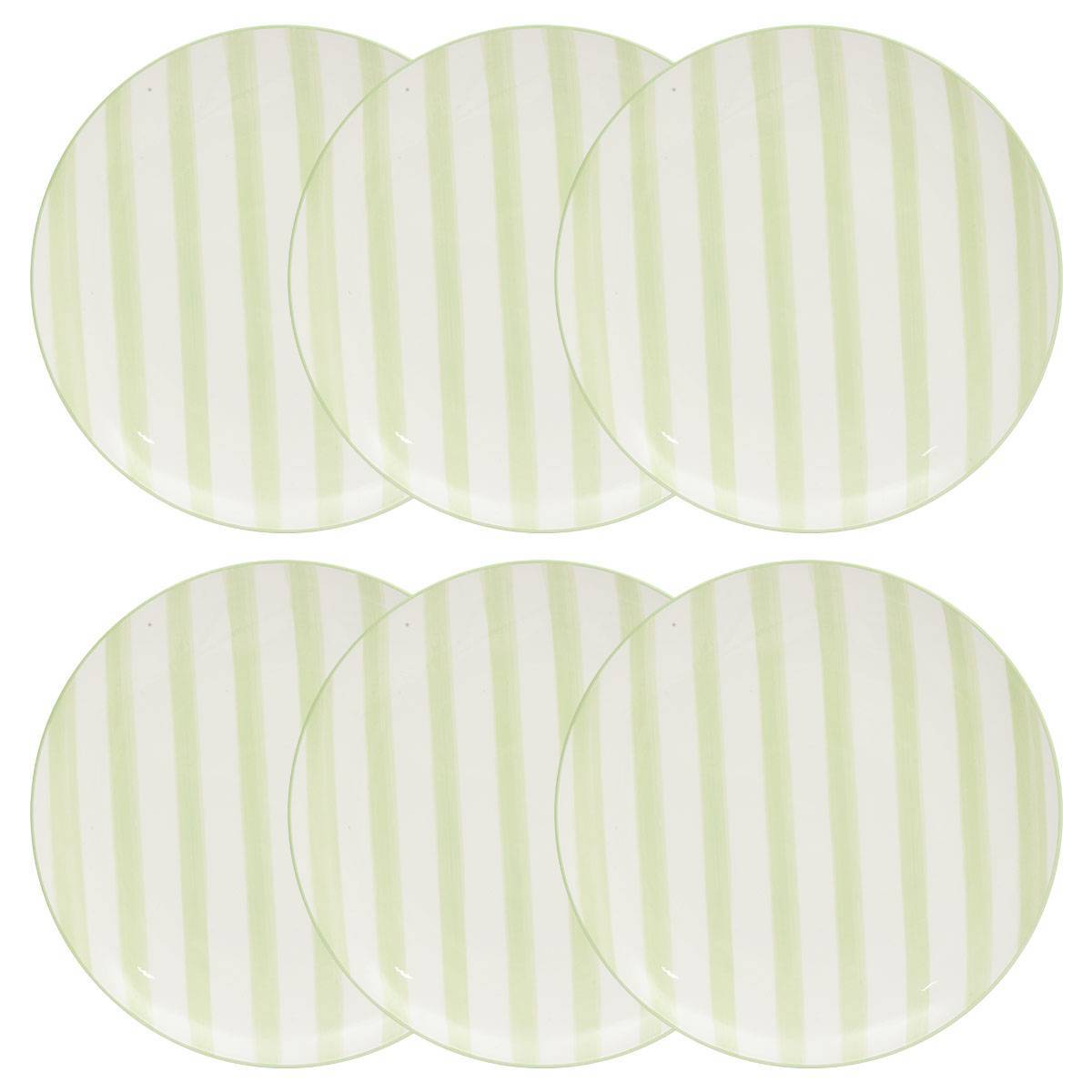 Atmosphera - Lot de 6 Assiette plate rayée Charlie vert D27cm - Atmosphera Créateur d'intérieur - Image 1