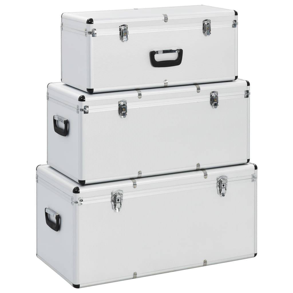Helloshop26 - Boîtes de rangement 3 pièces argenté Aluminium - Image 1