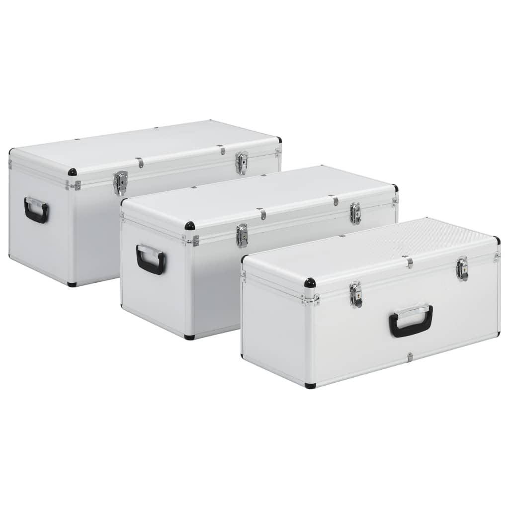 Helloshop26 - Boîtes de rangement 3 pièces argenté Aluminium - Image 2